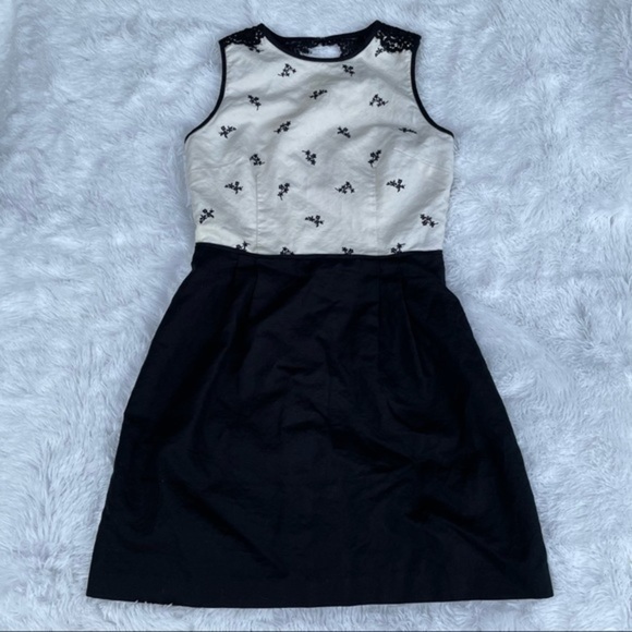 LOFT Black White A-line Dress 2 - Picture 5 of 12